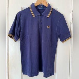Polo Fred Perry Pique Blue Yellow Medium Small Short Sleeve